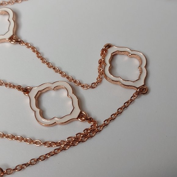 Long Rose Gold Tone Decorative Necklace 38 To 40.5 Inches - Picture 2 of 12